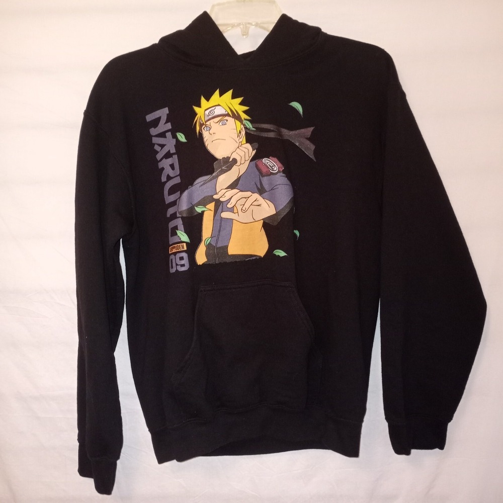 Naruto Shippuden 09 Hoodie Small Black 2002 Pocket No Hood String A4